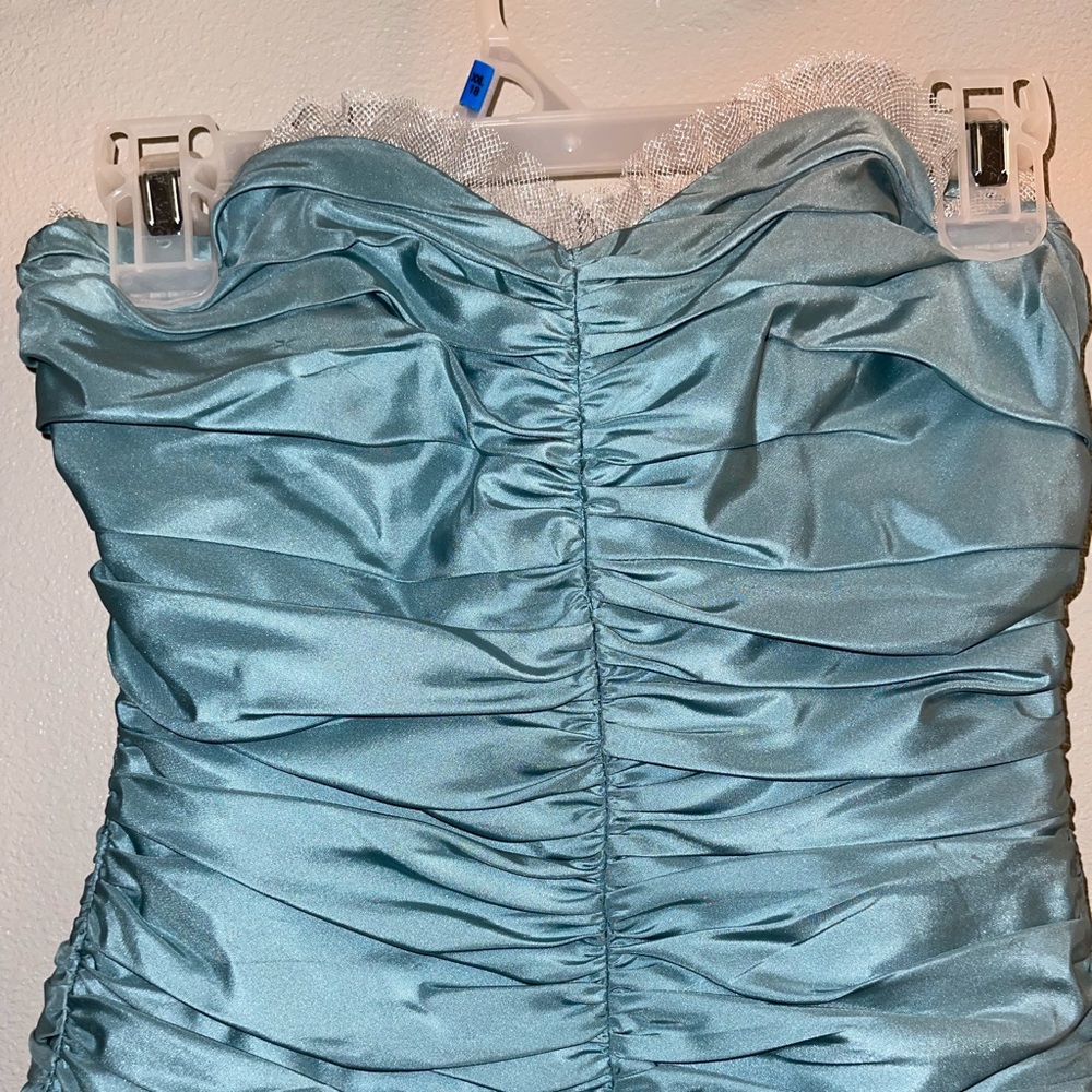Betsy Johnson blue ruched party silk dress